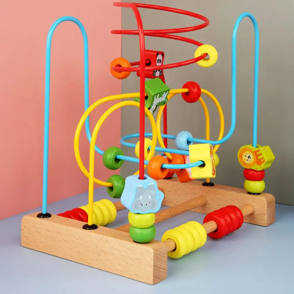 Kraal Doolhof Speelgoed Speelgoed Houten Telraam Roller Kralen Houten Activiteit Ouderschap Interactief Rond Educatief
