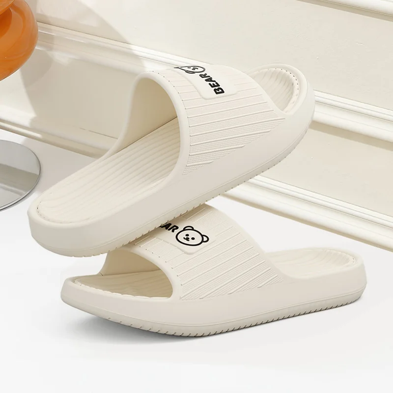 Cloud Soft Slippers Women Men Cute Bear Home Shoes Thick Sole Non-Slip EVA Indoor Bathroom Shower Slides Casual Couple Shoes view 4