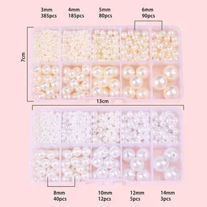 Sekitar 800 buah Manik-manik Kotak Set Mutiara ABS Anting-anting Buatan Tangan DIY, Gelang, Kalung, Rantai Ponsel, dan Dekorasi 10 tempat pesona ponsel penjualan terbaik - №
