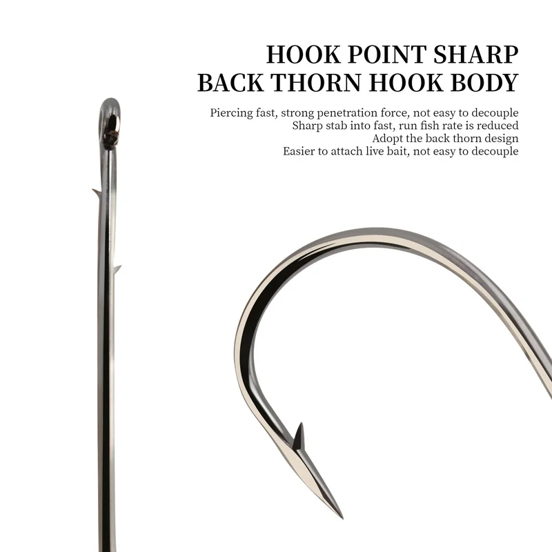 خطافات صيد السمك ZYZ Aberdeen خطافات صيد طويلة عرقوب من الفولاذ عالي الكربون مع انتقادات خلفية ملحقات صيد الطعم المعلقة بقوة