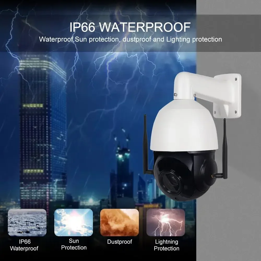 Kamera IP 5MP zewnętrzna kopułkowa WiFi PTZ 360° Bezprzewodowa Kamera Bezpieczeństwa z Automatycznym Śledzeniem Ruchu, Sieciowa, Zoom Optyczny 20x 30x, Kamera CCTV PTZ z Obsługą 4G