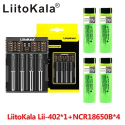 LiitoKala Lii-402 USB 18650/26650 inteligentna ładowarka + 4 szt. NCR18650B 3.7 v 3400mah 18650 akumulator litowy do latarki