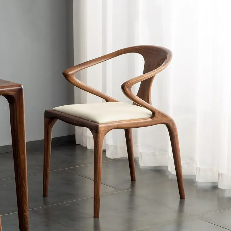 Solid Wood Dining Chair for Household Chinese Retro Tea Room Homestay Master Chair with Backrest Armchair for Study Leisure
