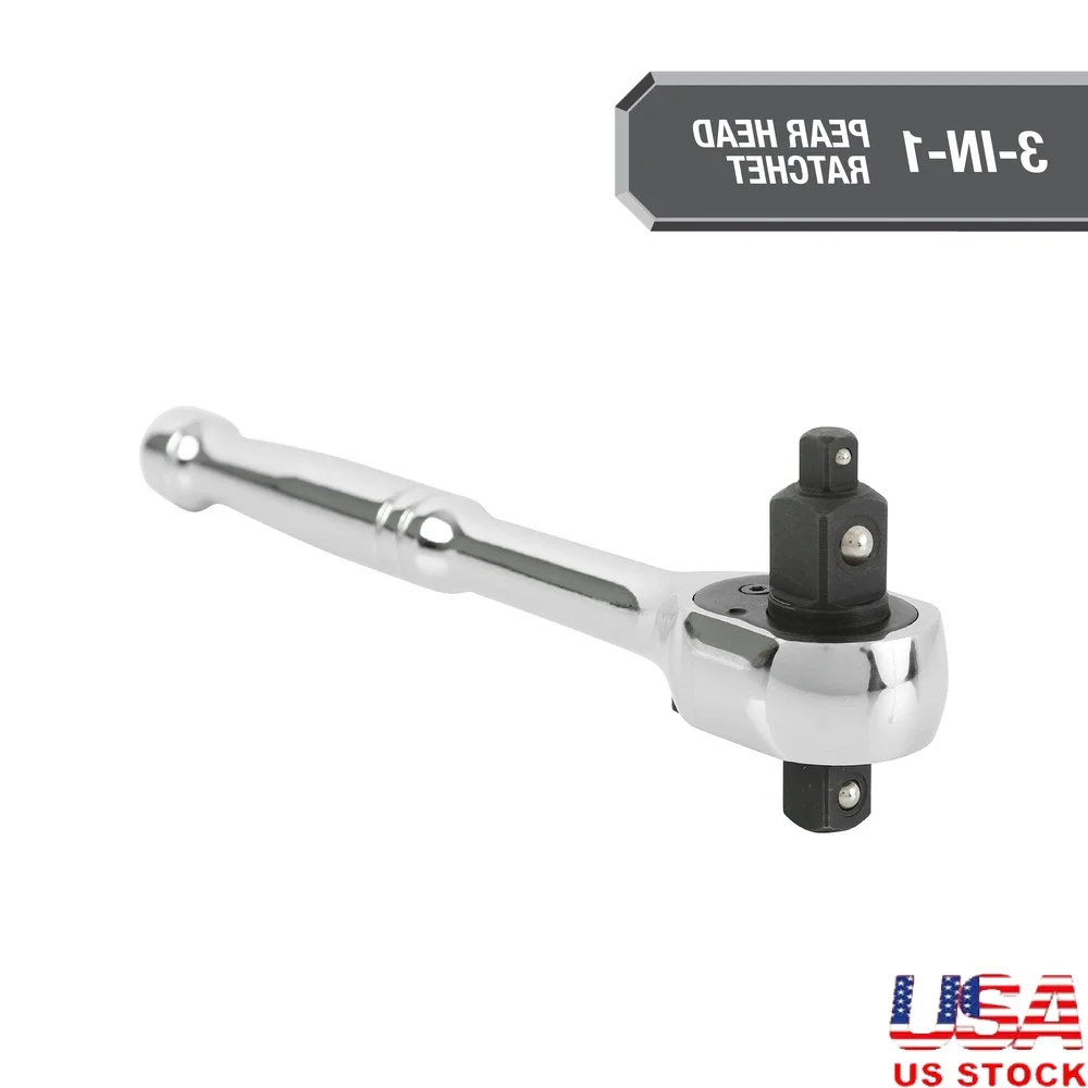 

3-in-1 Ratchet Wrench 1/4 3/8 1/2 Inch Quick Release Chrome Steel 72 Teeth Durable Ergonomic Tool