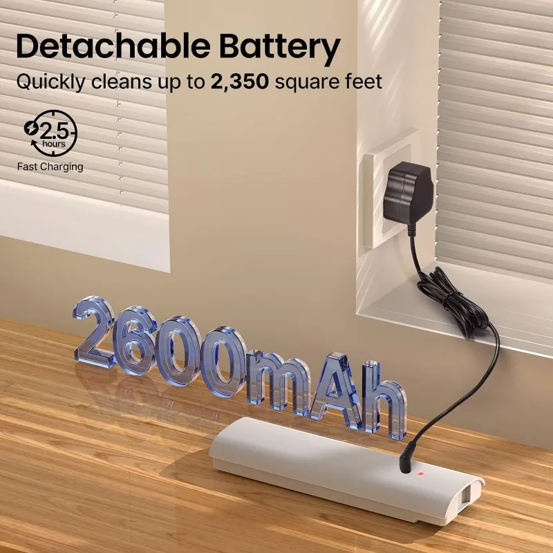 ممسحة كهربائية، ممسحة دوارة كهربائية مطورة لتنظيف الأرضيات مع مصباح أمامي LED، ممسحة غبار قابلة لإعادة الشحن، خشب صلب لاسلكي بمحرك مزدوج
