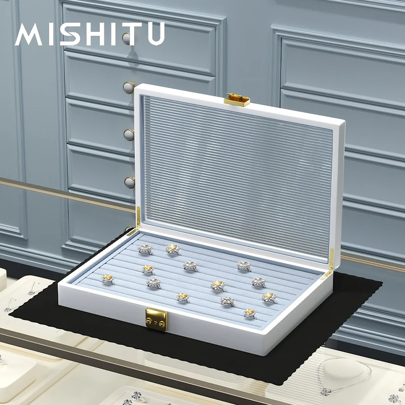 

MISHITU New Leather Jewelry Storage Box High end Jewelry Ring Earring Necklace Bracelet Jewelry Display Box Organizer With Cover