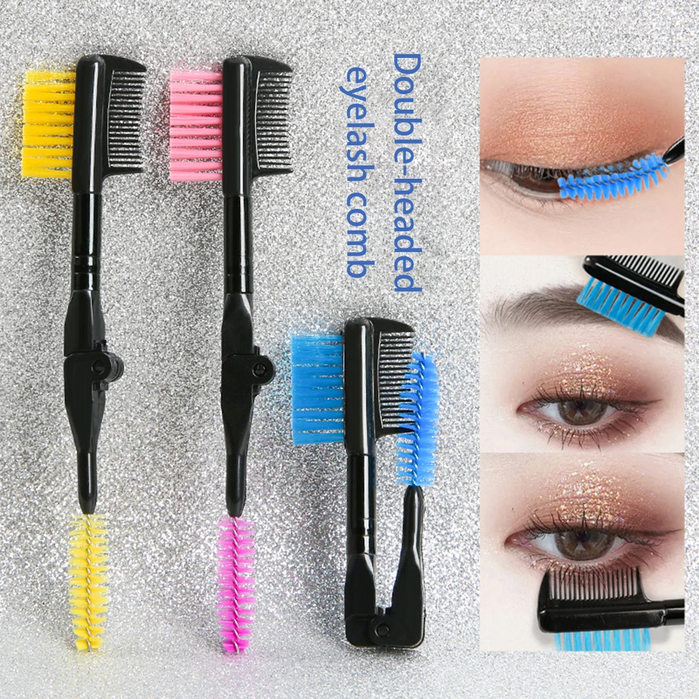 Foldable Double-ended Eyebrow Brush Eyelash Brush Comb for Eye Makeup Mascara Wands Applicator Portable Beauty Cosmetic Tool