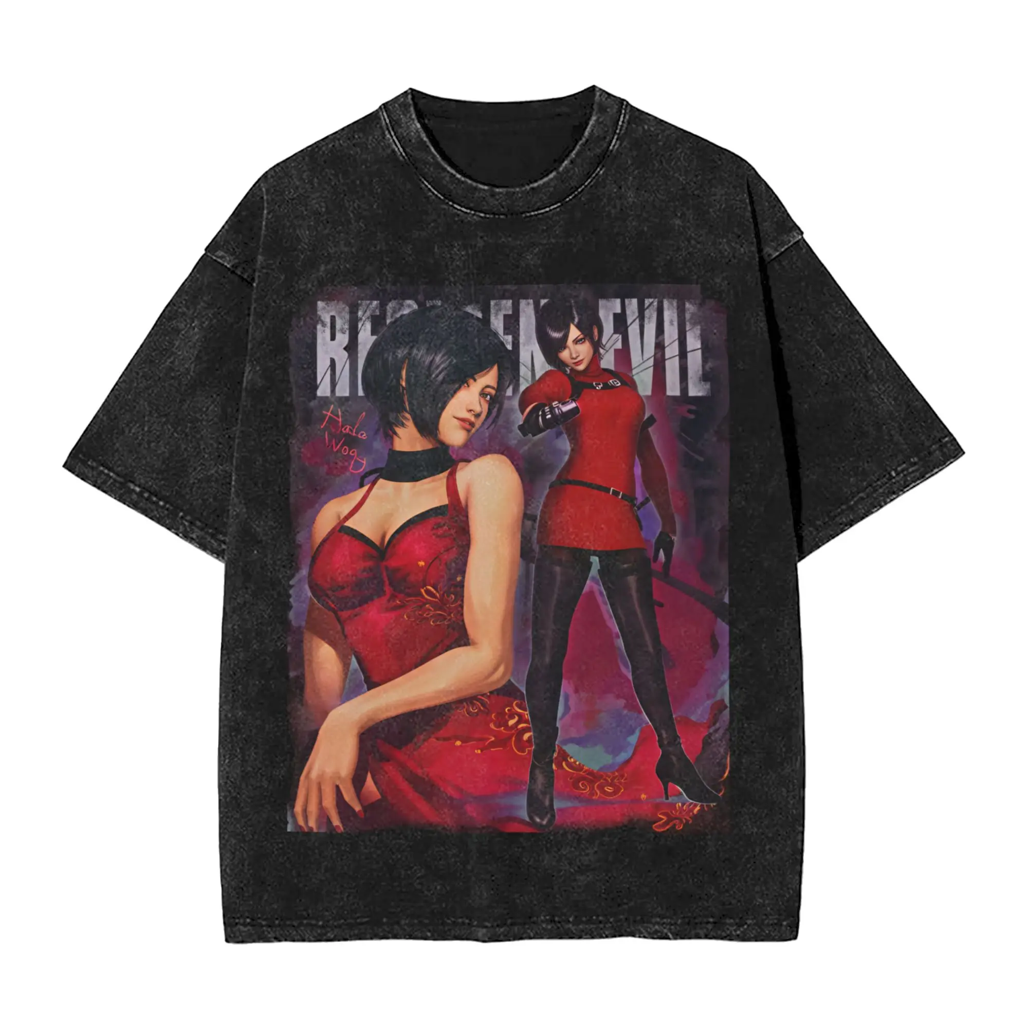 Ada Wong Red Dress T Shirt Residents Evil Harajuku T-Shirts Short-Sleeved Y2K Retro Tshirt Beach Casual O Neck Oversize Tees