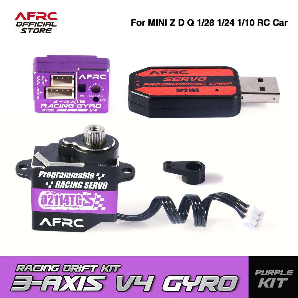 AFRC Professional Racing Drift Kit V4 Programmabl Metal Smart Servo 3 AXIS Gyro for MINI Z D Q  1/28 1/24 1/10 Car  DIY Assembly