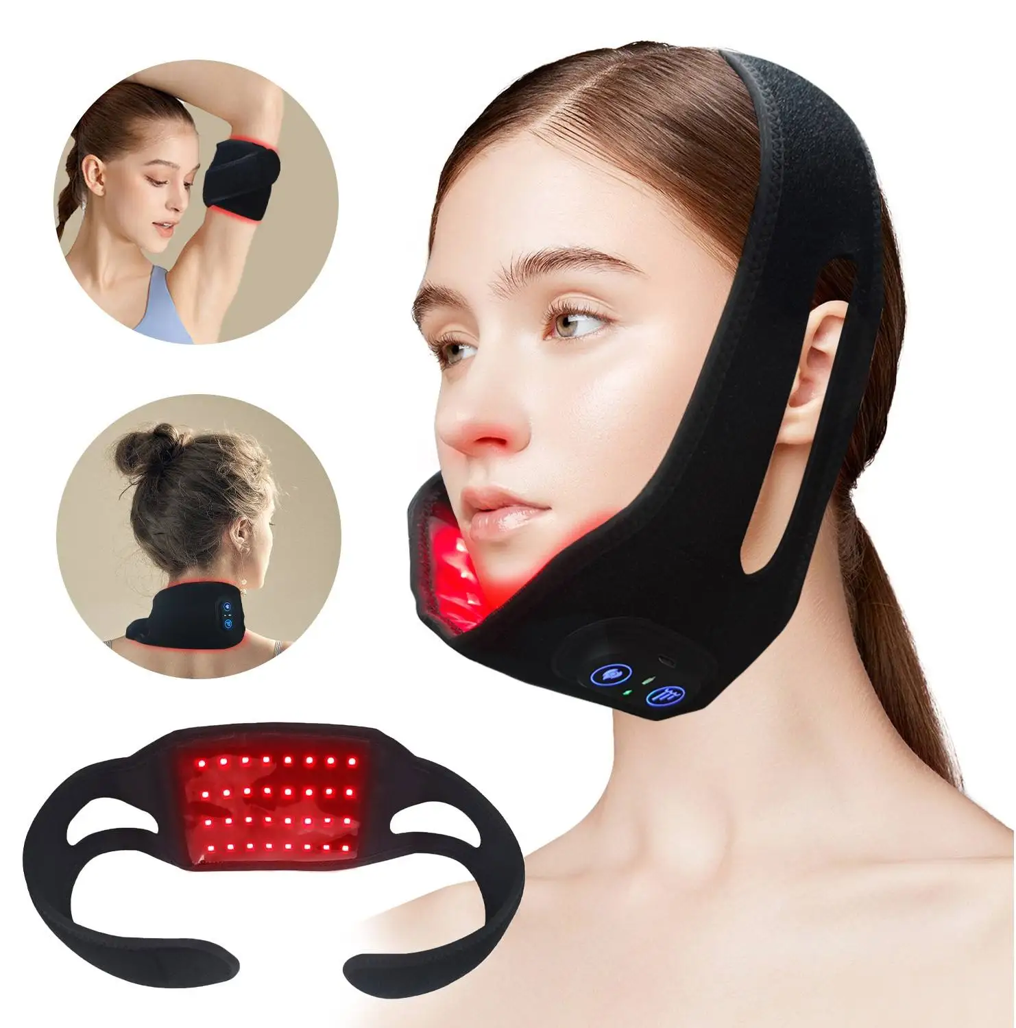 

Wireless Multi Function Neck Hand Wrist Legs Wearable Chin Pain Relief Red&infrared Light Therapy Infrared Belt Factory Price