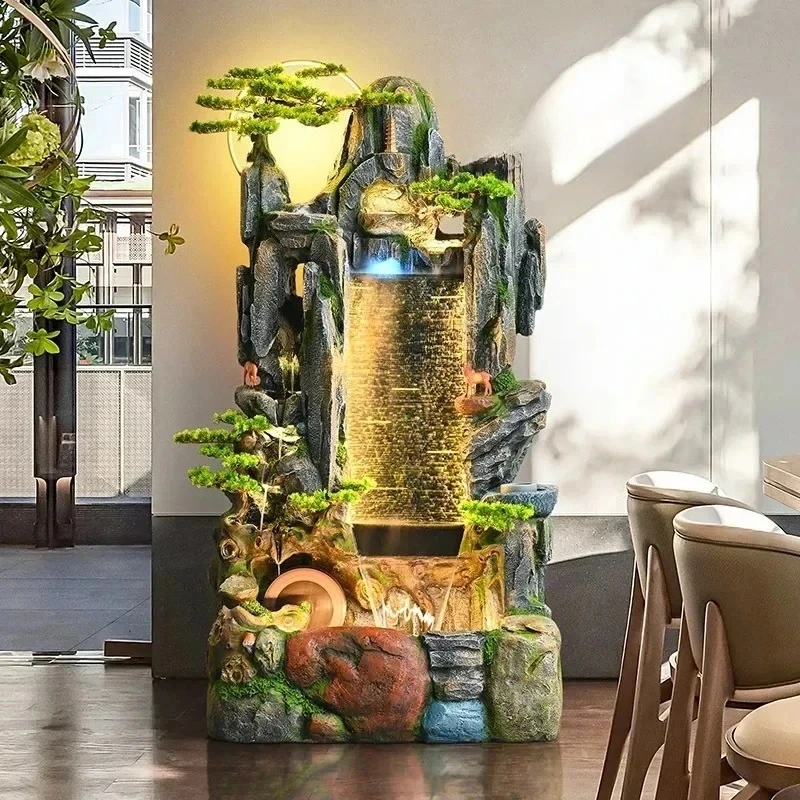 New Chinese Floor-to-ceiling Ornaments Office Water Curtain Wall Fountain View Decoration Housewarming Gift