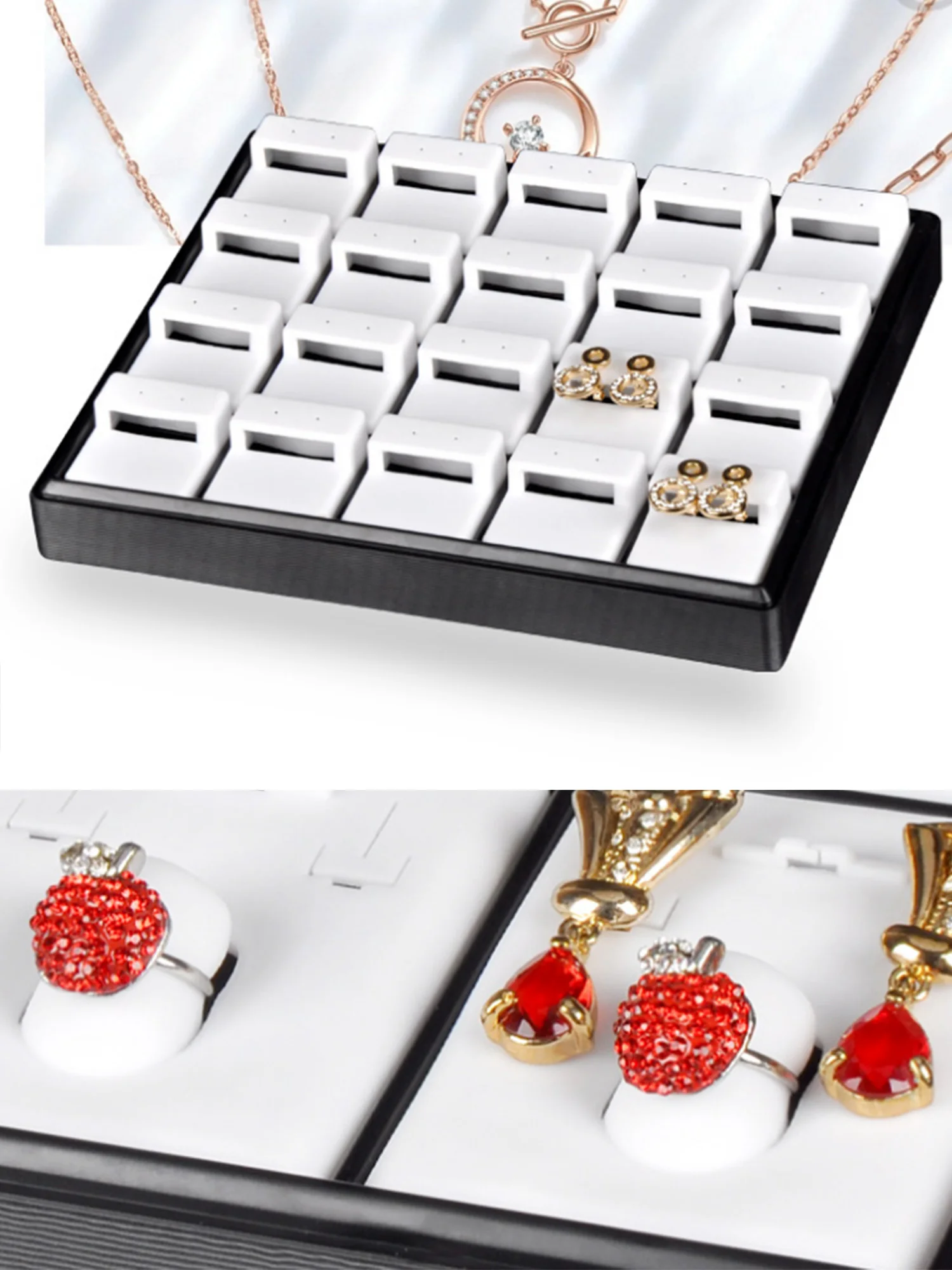 積み重ね可能なジュエリートレイ イヤリング ネックレス ブレスレット リング オーガナイザー ディスプレイ ストレージ ボックス