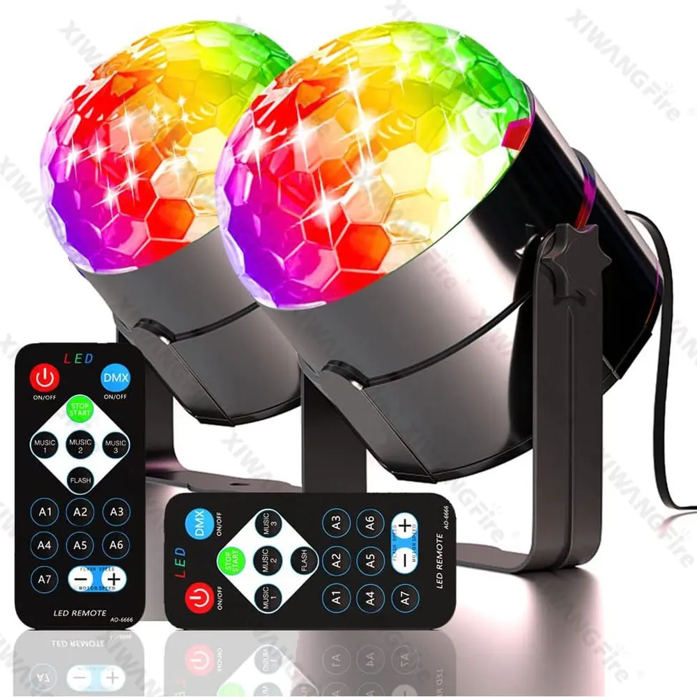 RGB LED Stage Disco Light Rotating DJ Ball Strobe Remote Sound Control Magic Dance Car Christmas Gift Party Club Laser Show Lamp