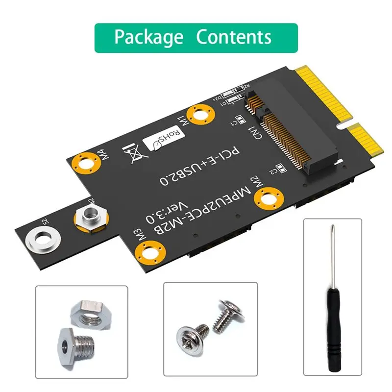 AY14 -M.2 Key B To Mini PCI-E Adapter Strap Dual NANO SIM Card Support 3G/4G/5G Adapter Multi-Function Convenient Module