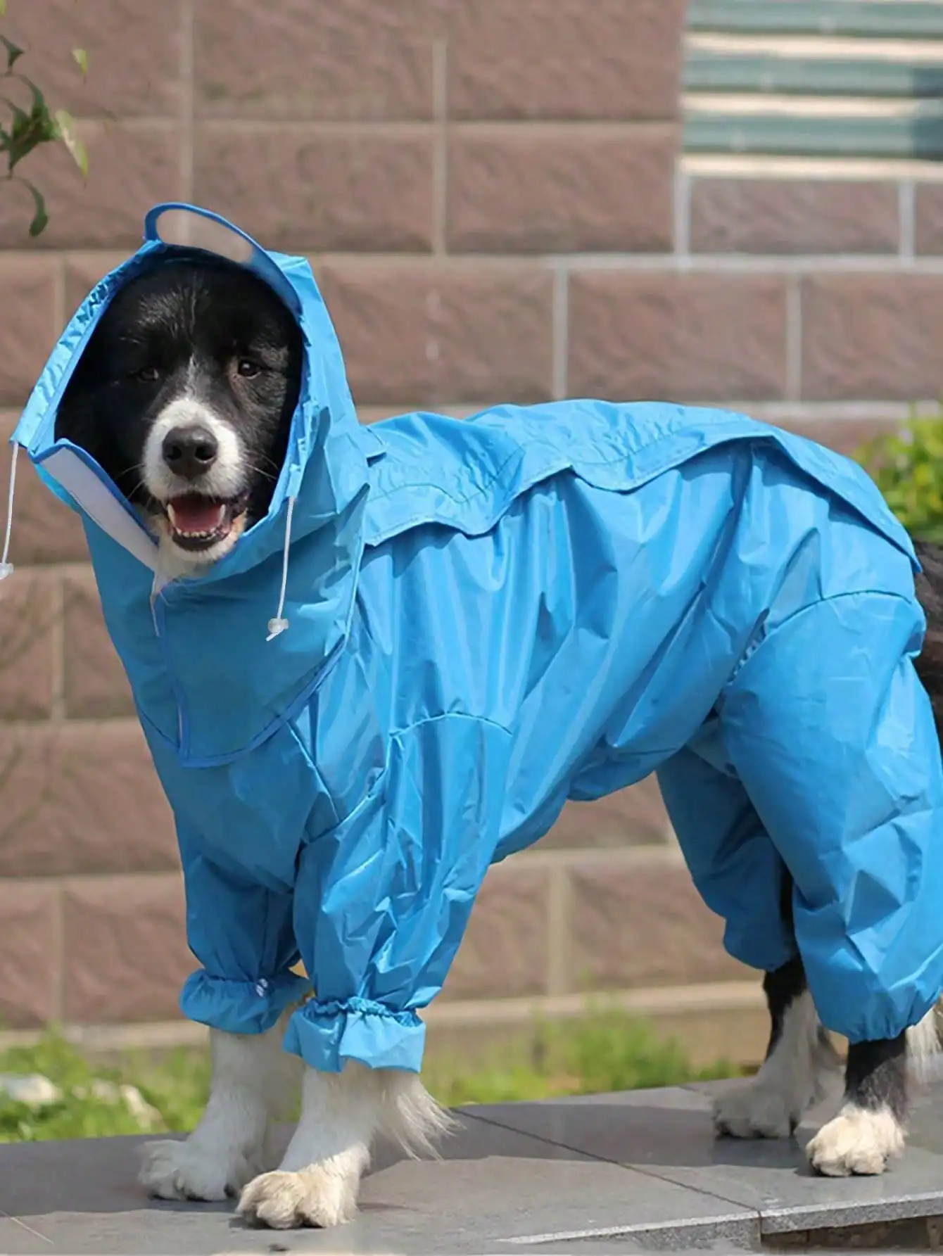 Hunde-Regenmantel, wasserdichte Hunde-Regenjacke mit abnehmbarer Kapuze, verstellbarer 4-Bein-Poncho für Haustiere mit Leinenloch, schnee- und winddicht
