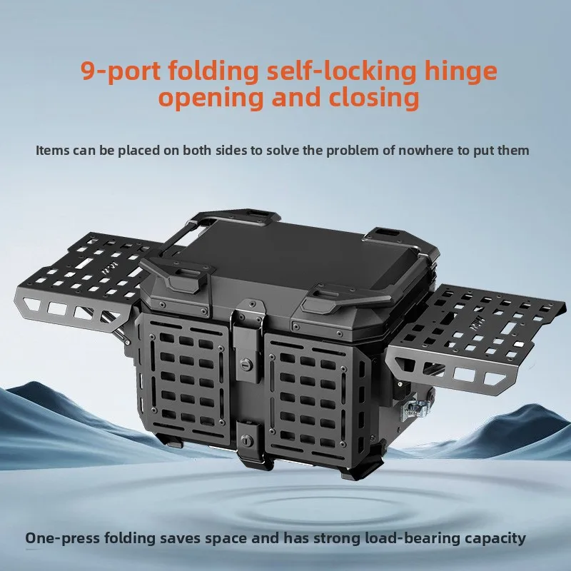 45L 55L 65L High Strength Aluminum Alloy Motorcycle Top Case IP67 Rated Waterproof Quick Release Heavy Duty Tail Box Portable