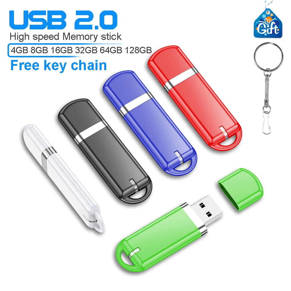 New Colorful USB Flash Drive 128GB 100% Real capacity Memory Stick 64GB Free key chain Pen Drive 32GB Business Gift U Disk 16GB