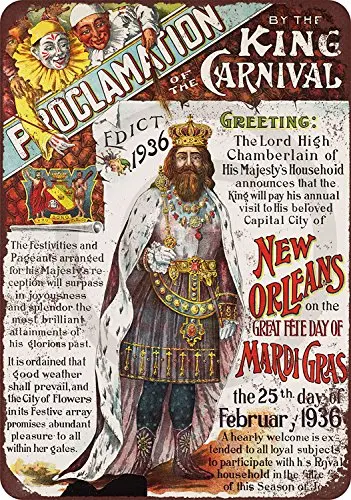 Custom Kraze 1936 Mardi Gras New Orleans Reproduction Metal Sign tin