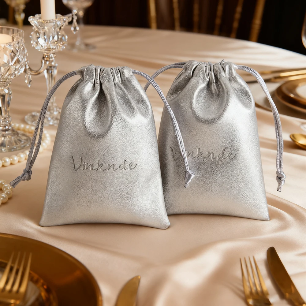 

Кожаные сумки для ювелирных изделий с персонализированным логотипом, подарочная сумка для пыли, дорожная упаковочная сумка из искусственной кожи, косметические серьги, парфюмерный мешок на шнурке