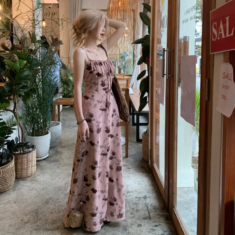 Vestido Midi de Verano 2026, Nuevo, Tie Dye Rosa, Bonito, Largo, para Mujer, Casual, Sin Mangas, para Playa o Resort, Moda Femenina