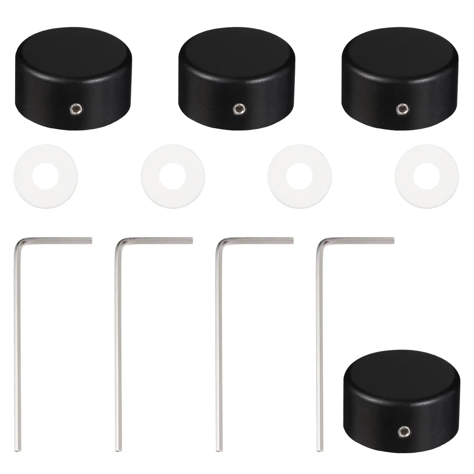 

4 Sets Black Button Caps for Electric Guitar Effect Pedal Footswitch Topper Durable Aluminum Alloy Guitar Parts Accessories