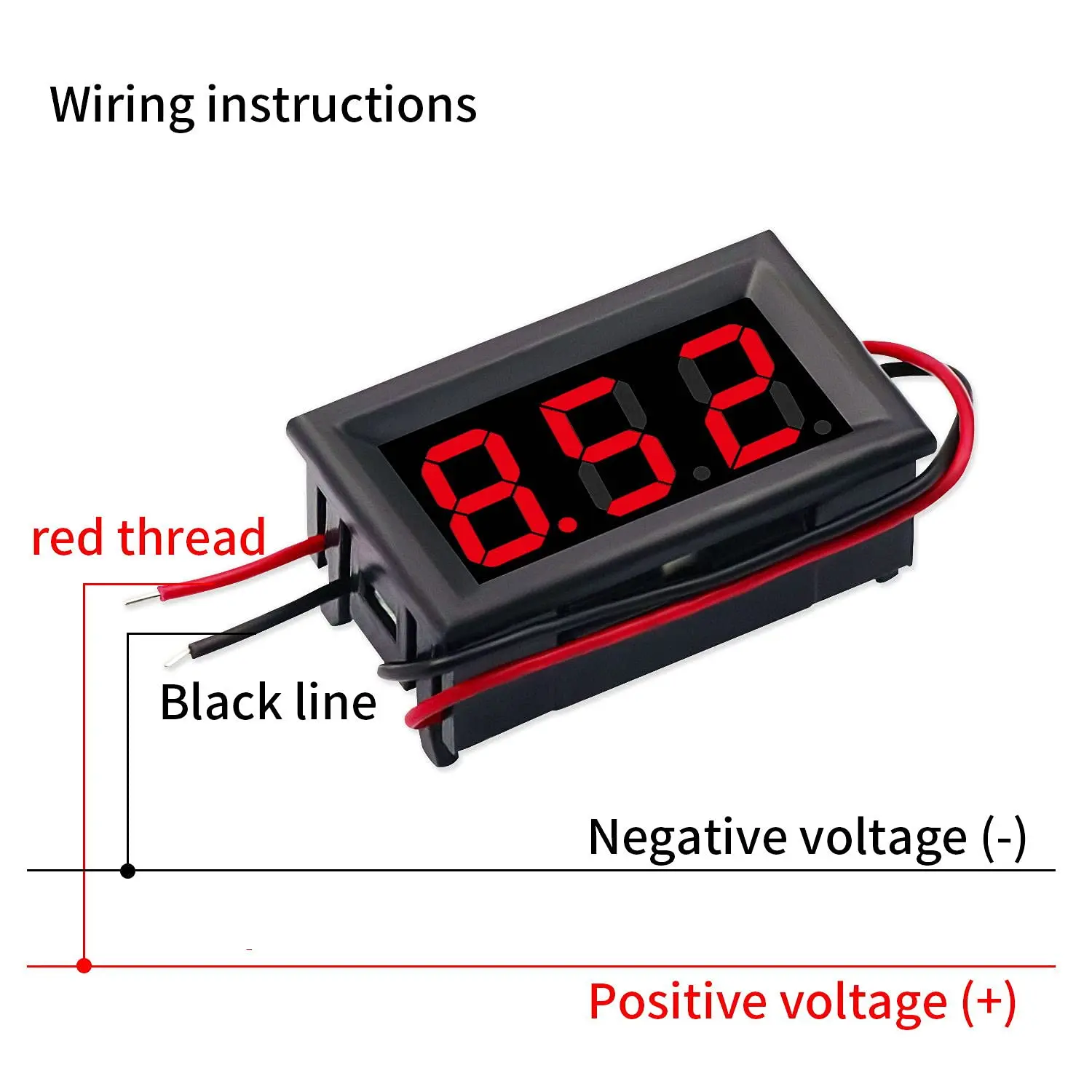 DC 5-120V Mini Voltmeter Blue LED Digital Display Panel Voltage Meter, 2-Wire, 0.56 Inch, for Motorcycle Battery Monitor