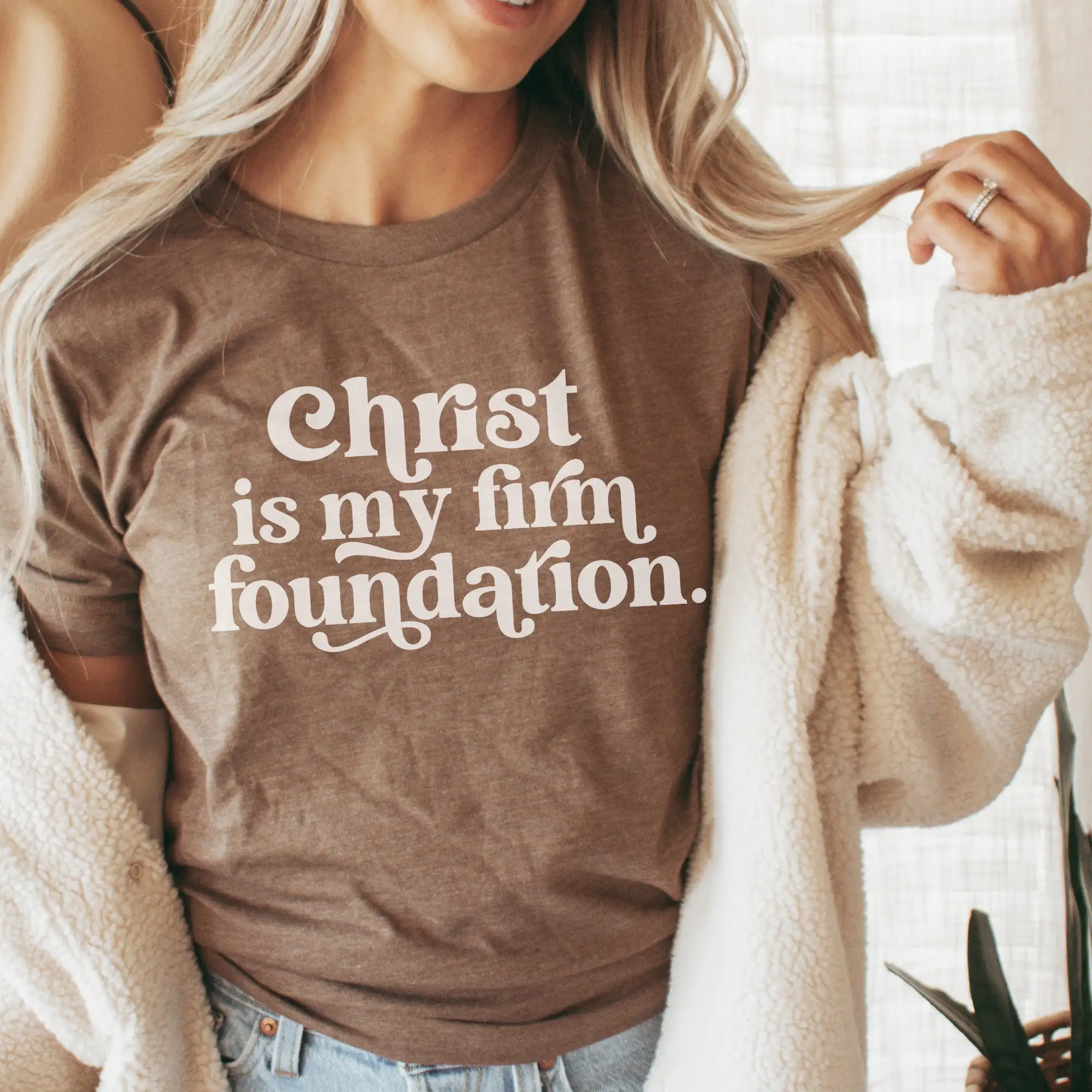 Christ Is My Firm Foundation Christian T Shirt He Won'T Fail Worship Bella Canvas Sizes S 3Xl Faith