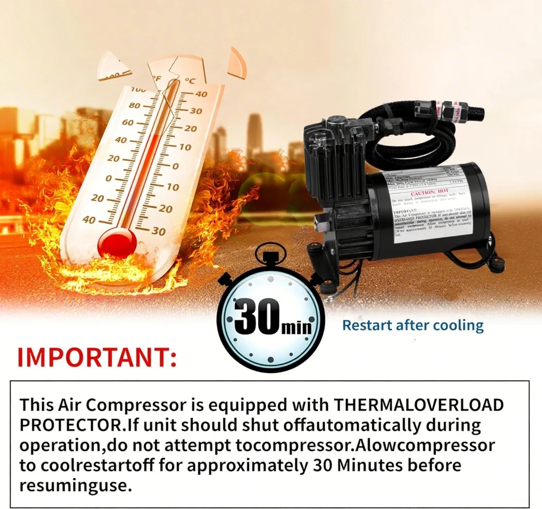 

1 шт., 12 В постоянного тока, 150PSI, розетка 1/4 NPT, автомобильный воздушный звуковой насос, компрессор с пневматической подвеской 14ASCS-BK, черный/серебристый