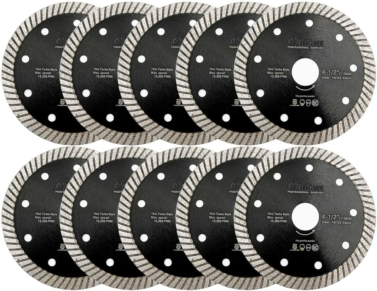 

Супертонкое алмазное турболезвие 10 шт. 4,5 дюйма для резки керамической плитки и гранита