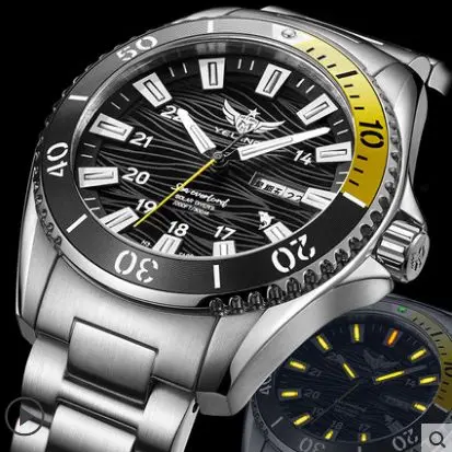 Yelang Men Solar Power Drive Watch Waterproof 300M Sapphire Date Diving Military Watch