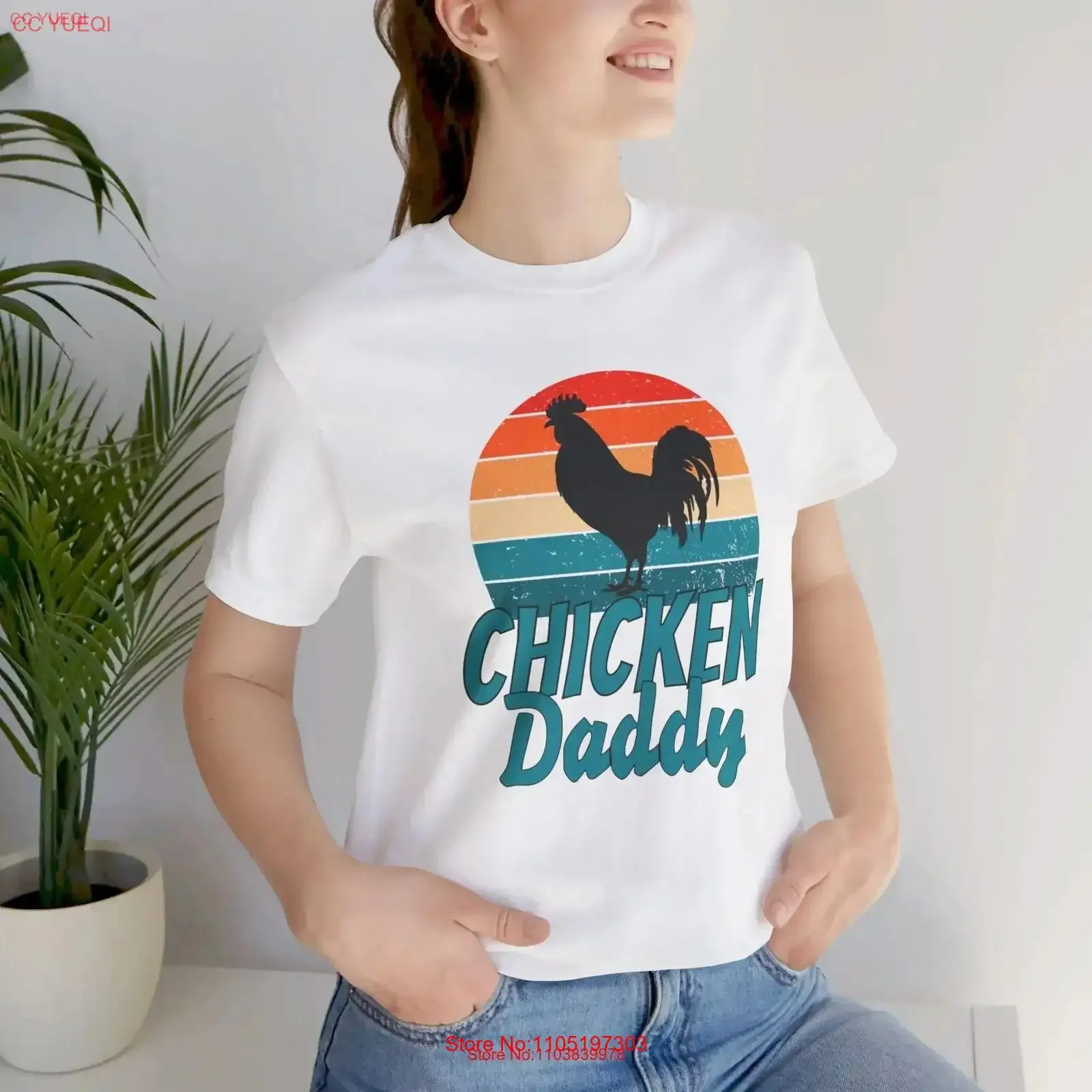 

Chicken Daddy Vintage Retro T Shirt Funny Rooster Farmer Dad for Poultry Lovers Farm Life vintage Washed designer clothes