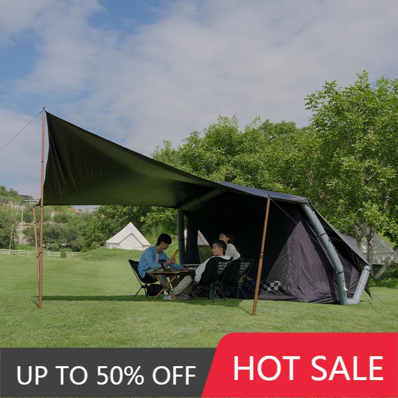 Black Coody Havena Canvas Air Tent Premium Unique Inflatable Tent Ideal For Family Glamping Outdoor Stays