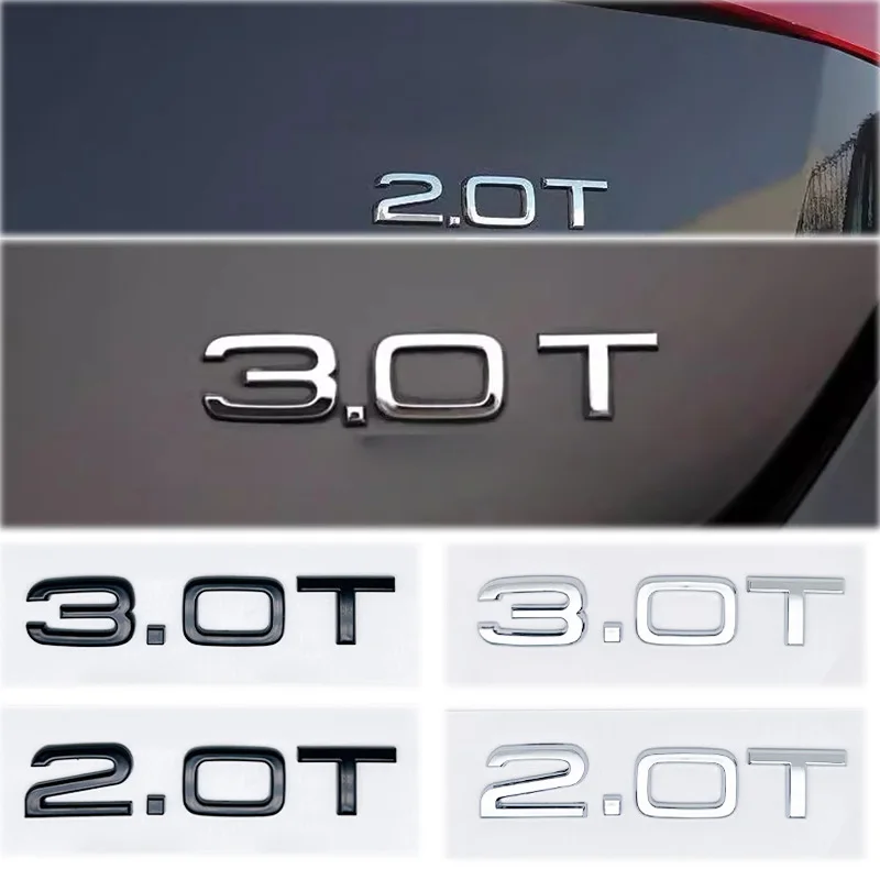 3D ABS Letters Car Styling Rear Trunk Badge 1.8T 2.0T 3.0T Emblem Logo For Audi A3 A4 A5 A6 A7 A8 Q2 Q3 Q5 Q7 Q8 Car Accessories