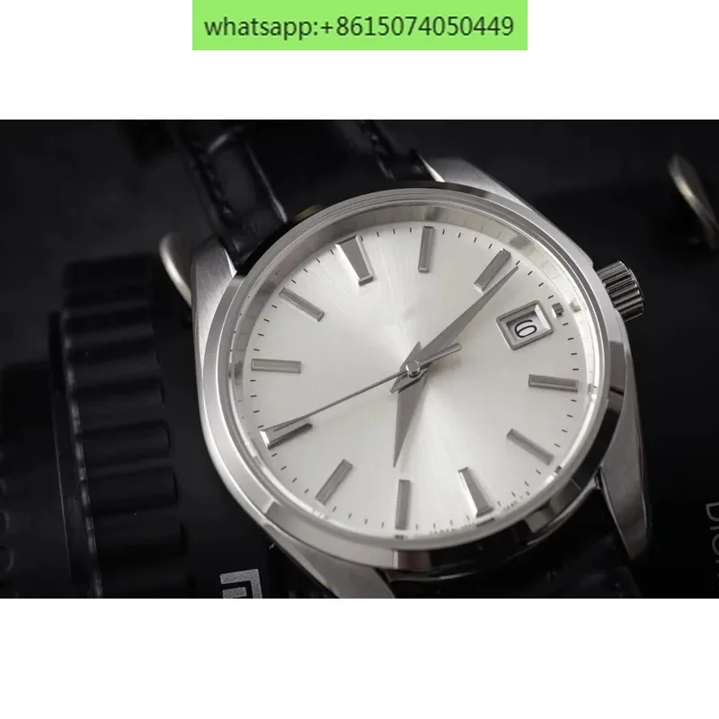Reloj Retro de cuarzo GS, esmalte, crema, champán, esfera de Metal, escala, manecillas finas, zafiro resistente al agua pulido de 5 caras