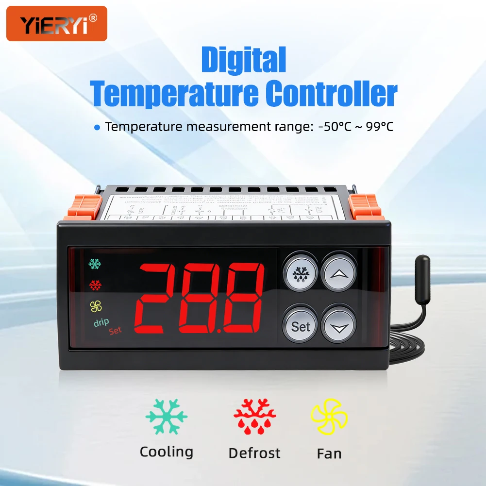 ECS-974 Digital Temperature Controller 220V Thermostat Refrigeration Defrost Fan Control Regulator for Cold Storage Freezer