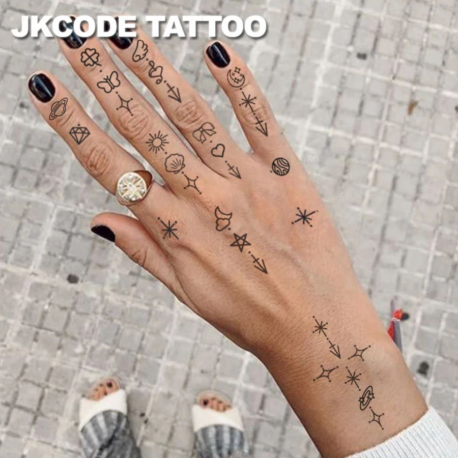 Waterproof Mehndi Design Semi-permanent Tattoos,Temporary Tattoos, Star and Moon Bracelet,Lasts 1-2 Weeks, Tattoos For Women