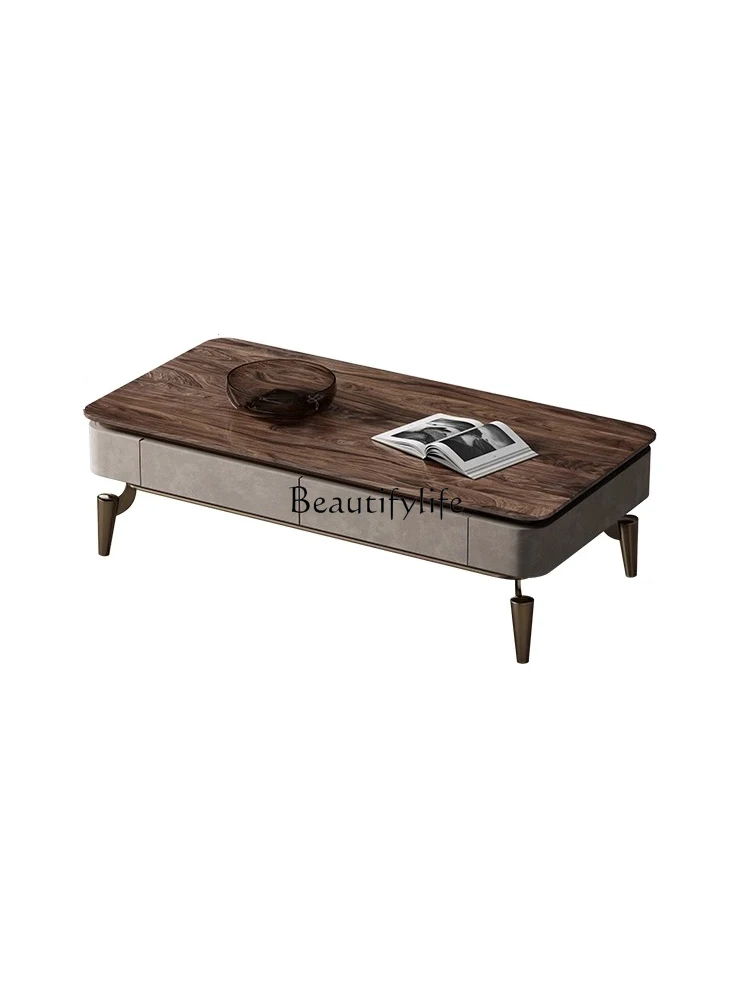 

Italian minimalist solid wood coffee table whole house customization modern reduced high-end coffee table