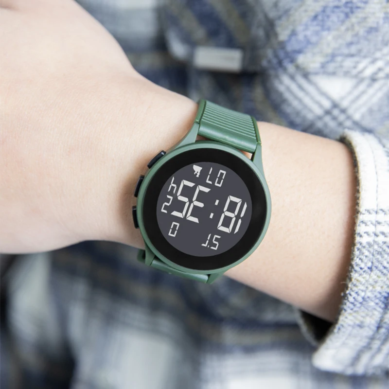 Elektronische Sportuhr für Herren, dünnes Design, hochwertige LED-Anzeige, digitale Herrenuhr mit Wochenkalender-Chronograph