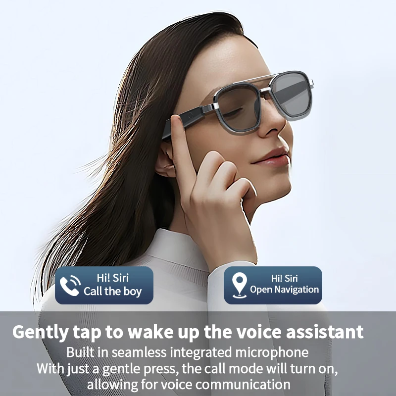 Intelligent Bluetooth AI Sunglasses Metal Frame High Elasticity Lightweight Light Blocking Bluetooth Smart Earphones Glasses