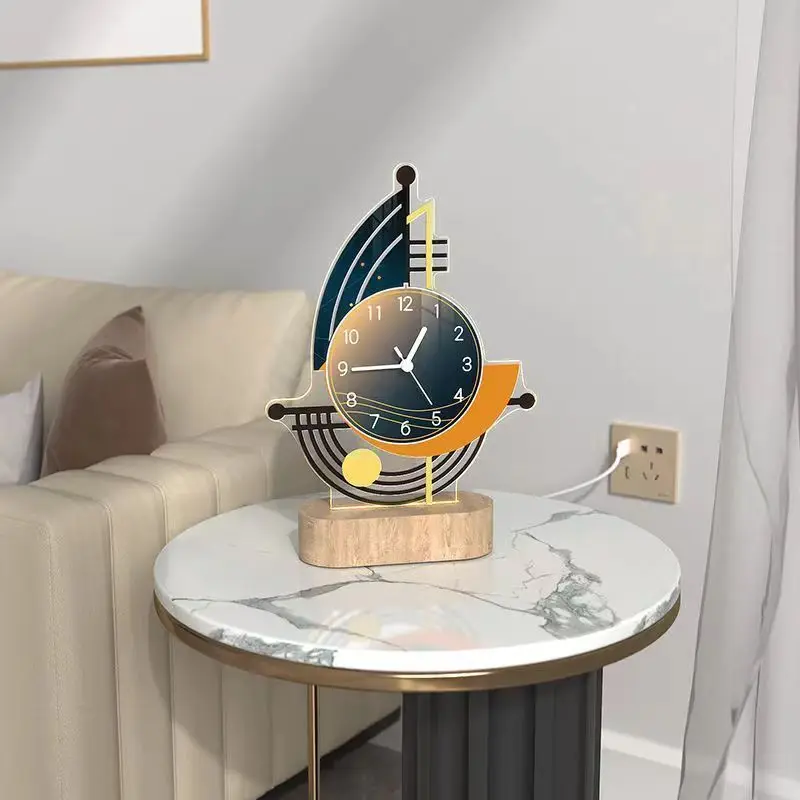Creative Sailboat Desk Clock with Light Living Room Bedroom Study Atmosphere Ornament Table Desktop Clocks Watch