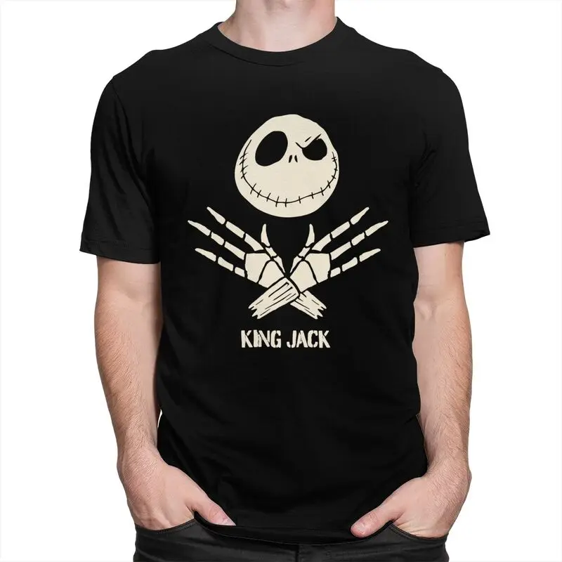تي شيرت مخصص كينج جاك سكيلينجتون للرجال ، تيشيرتات من القطن الخالص ، ملابس قصيرة الأكمام #2