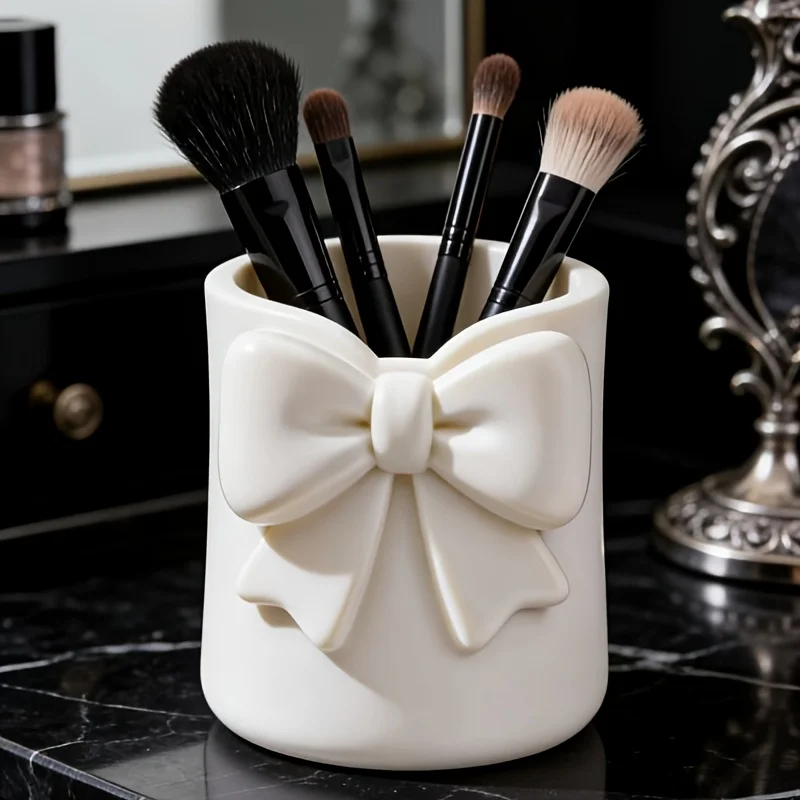 Multifunctional 3D Stylish Desktop Organizer Bucket, Practical Pen & Eyebrow Brush Holder for Desk Makeup Storage