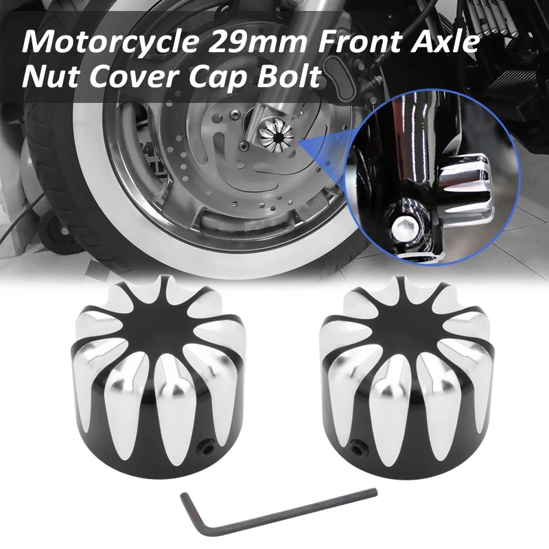 Motorcycle 29mm Front Axle Nut Cover Cap Bolt Accessories For Harley Dyna Fat Boy Touring Softail Sportster Electra Glide VRSC