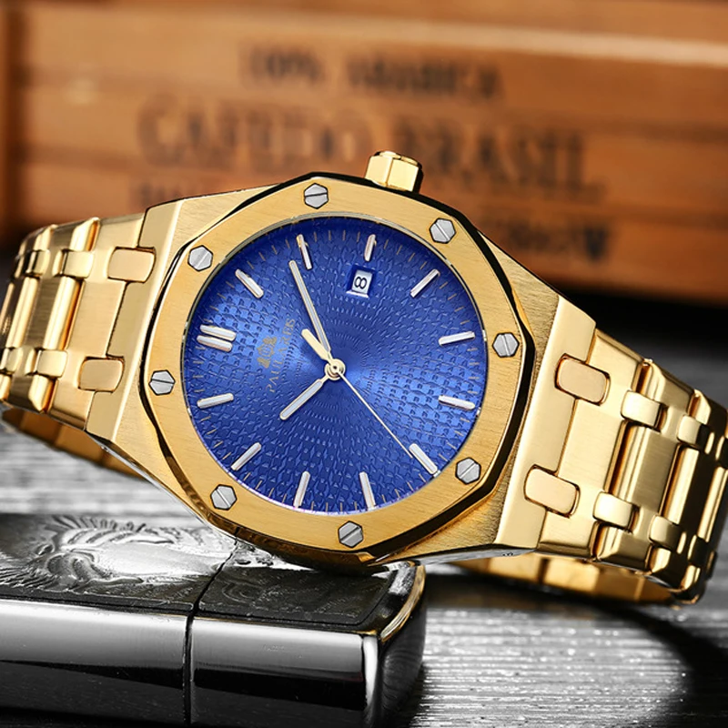 PAULAREIS P ماركة أزياء الرجال التلقائية الميكانيكية ووتش الفولاذ المقاوم للصدأ للماء التقويم ساعة اليد الذكور Reloj Hombre