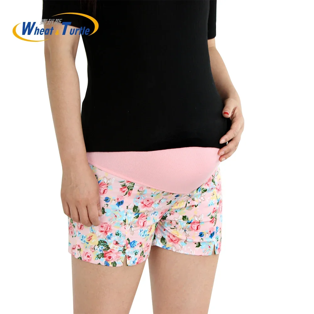 Light Cotton Summer Flower Shorts for Maternity Ultra Thin Hot Mother Pants  Pregnant Women Chic Short Trousers of Pregnancy