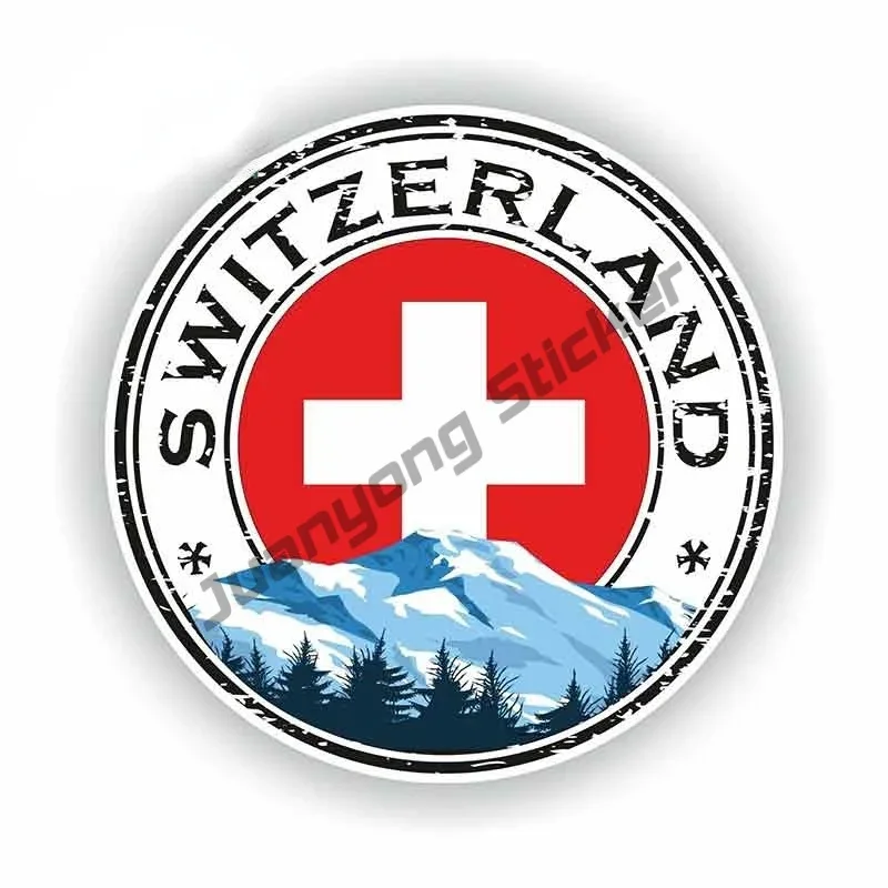 Switzerland Flag Decal Switzerland Vinyl Car Stickers with Decal Fine PVC Car Accessories Campervan Anti-scratch for VAN RV JDM