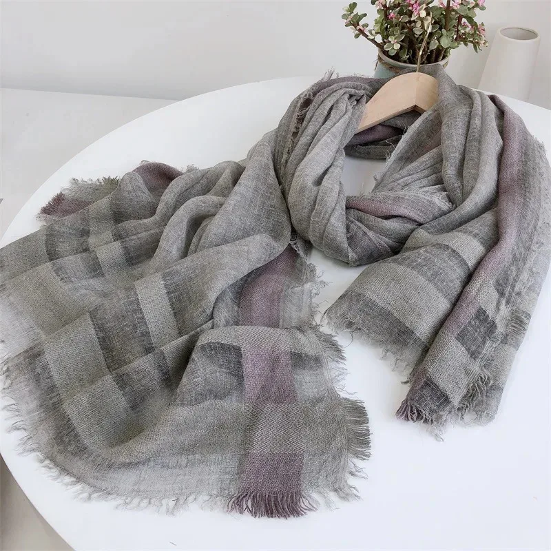 

Autumn And Winter Wool Acrylic Blend Scarfs For Ladies 100*210cm Checkered Turbans For Women
