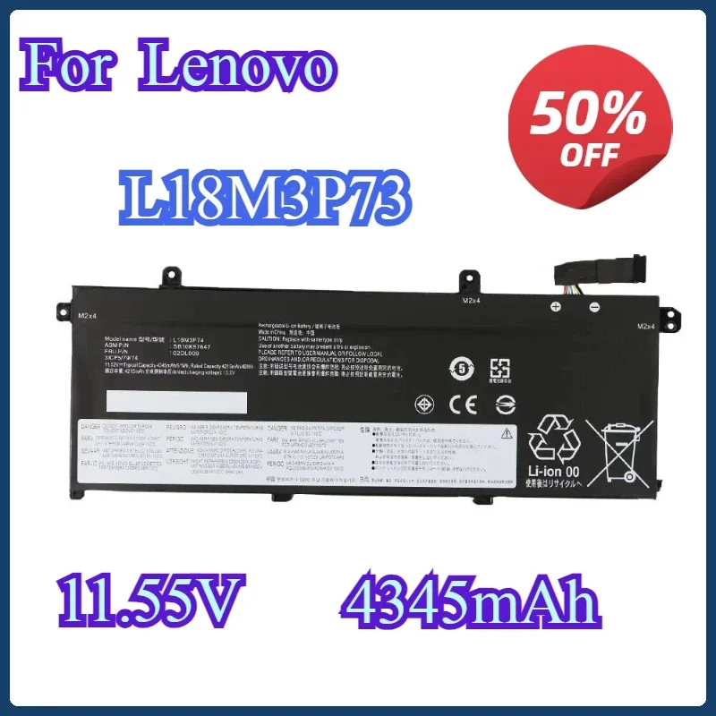 

New L18M3P73 L18L3P73 L18C3P72 L18M3P72 Laptop Battery For Lenovo ThinkPad T490 T495 P43s 02DL007 SB10T83122 5B10W13877 L18M3P74