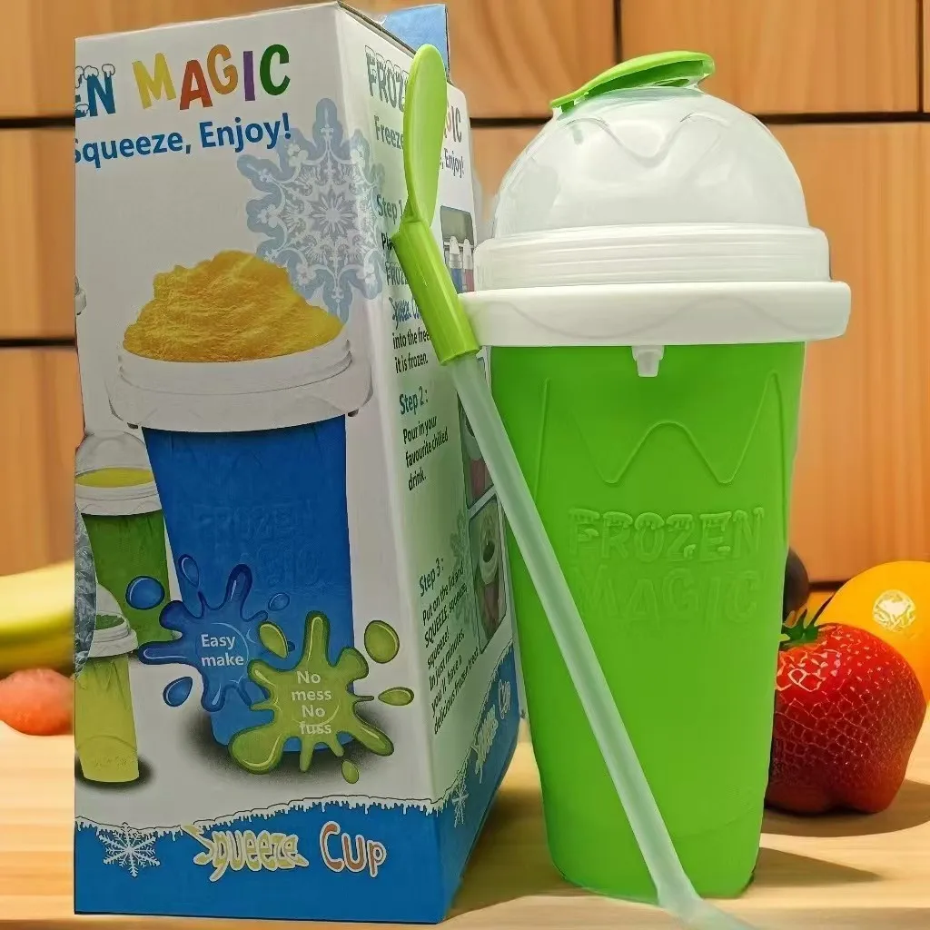 Frozen Magic Slushy Cup Quick Freeze DIY Smoothie Ice Cream Maker Cup With Spoon