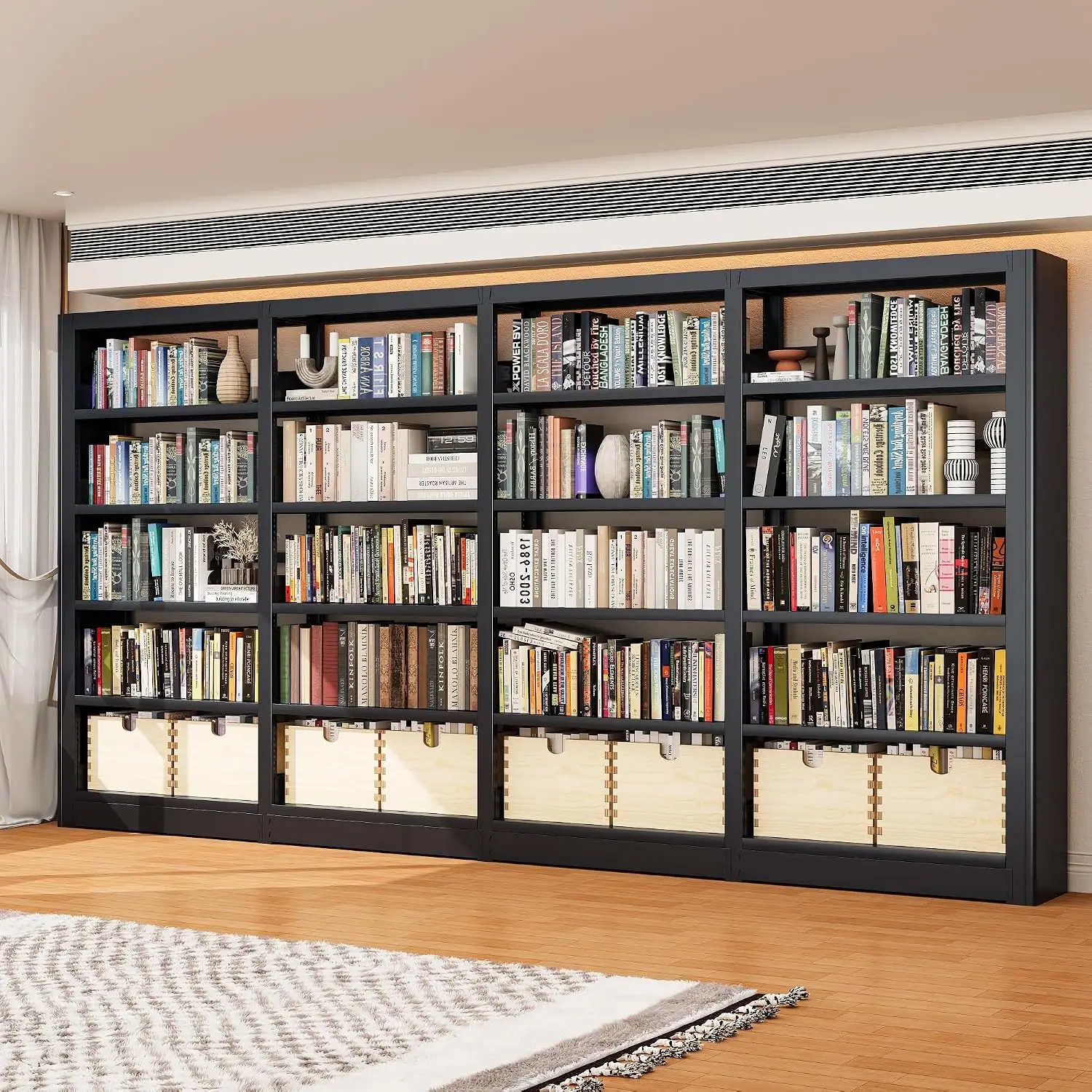 5-Tier Industrial Bookshelf White Tall Storage Organizer Metal Frame Living Room Bedroom Office 72in, Customized